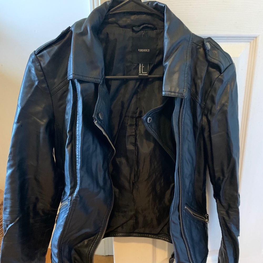 Black faux leather jacket